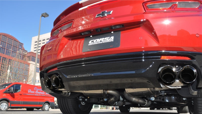 Corsa Performance 16-18 Chevy Camaro SS 6.2L Xtreme+ 2.75in Cat-Back Dual Rear 14770BLK Photo - Mounted