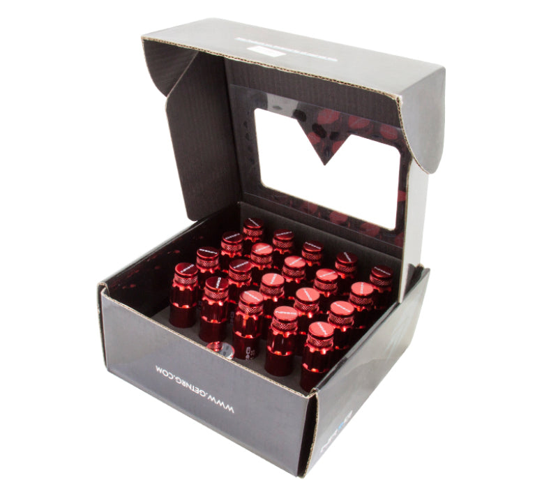 NRG New Steel Lug Nut M12 x 1.5 w/ Dust Cap Cover Set 21 pc Red w/ Locks LN-LS700RD-21 Photo - Primary