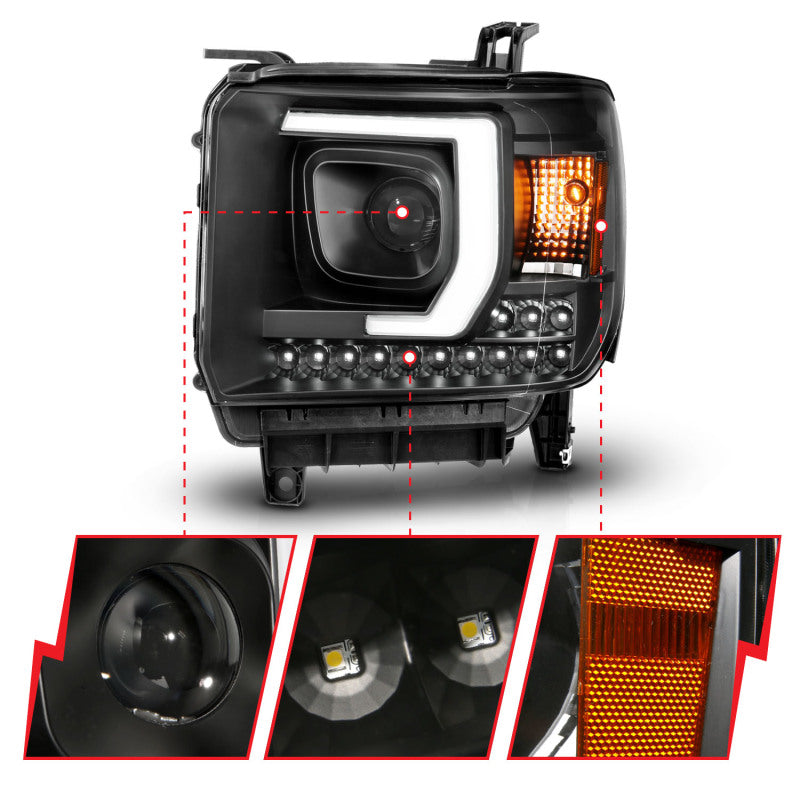 ANZO 2014-2015 Gmc Sierra 1500HD Projector Plank Style Headlight Black W/ Drl 111450 111450 User 2