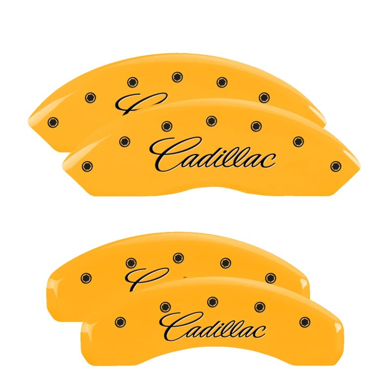 MGP 4 Caliper Covers Engraved F & R Cursive/Cadillac Yellow Finish Black Char 2007 Cadillac DTS 35005SCADYL 35005SCADYL Photo - Primary