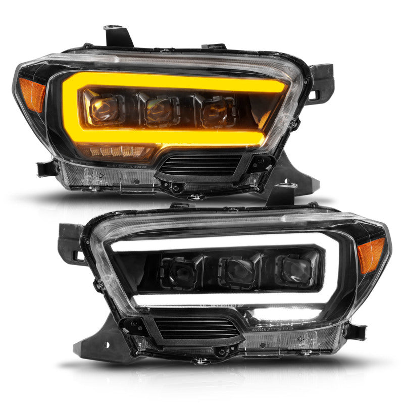 ANZO 16-22 Toyota Tacoma LED Projector Headlights w/ Light Bar Sequential Black Housing w/Initiation 111563 111563 Photo - Unmounted