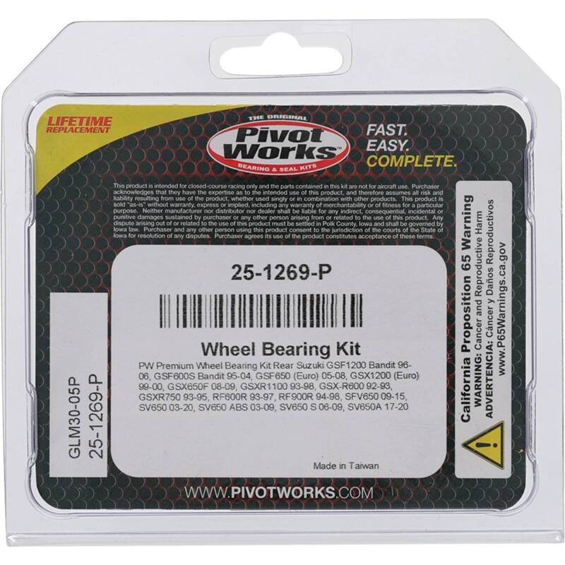 Pivot Works Suzuki Wheel Bearing Kit Premium Bearings 25-1269-P 25-1269-P Photo - Primary