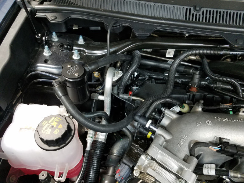 J&L 10-19 Ford Flex EcoBoost V6 Passenger Side Oil Separator 3.0 - Black Anodized 3035P-B 3035P-B Photo - Mounted
