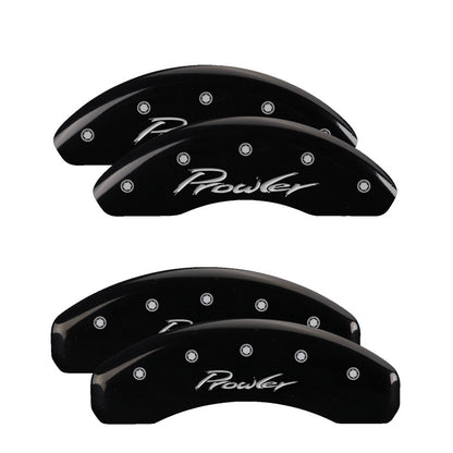 MGP 4 Caliper Covers Engraved Front & Rear Prowler Black finish silver ch 32014SPRLBK 32014SPRLBK Photo - Primary
