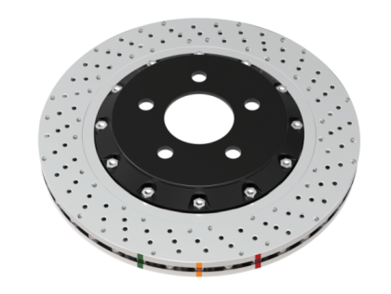 DBA 2022+ Volkswagen Golf R Mk8 5000 Series Cross Drilled & Dimpled 2 Piece Front Brake Rotor 53927SLVXD