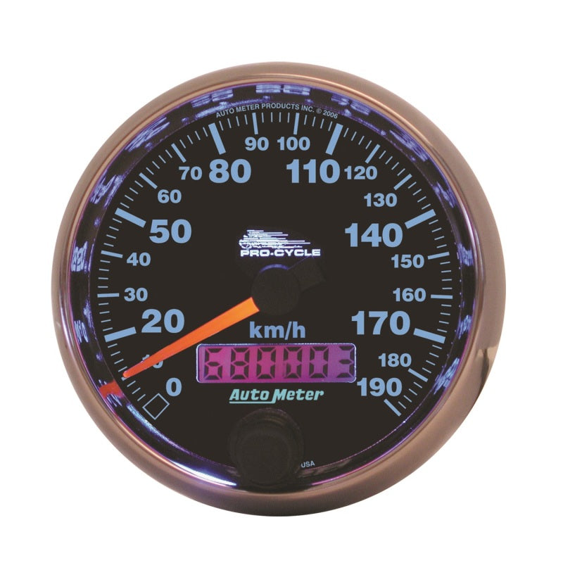 Autometer Pro-Cycle Gauge Speedo 2 5/8in 190 Kmh Elec Black 19340-M 19340-M Photo - Primary
