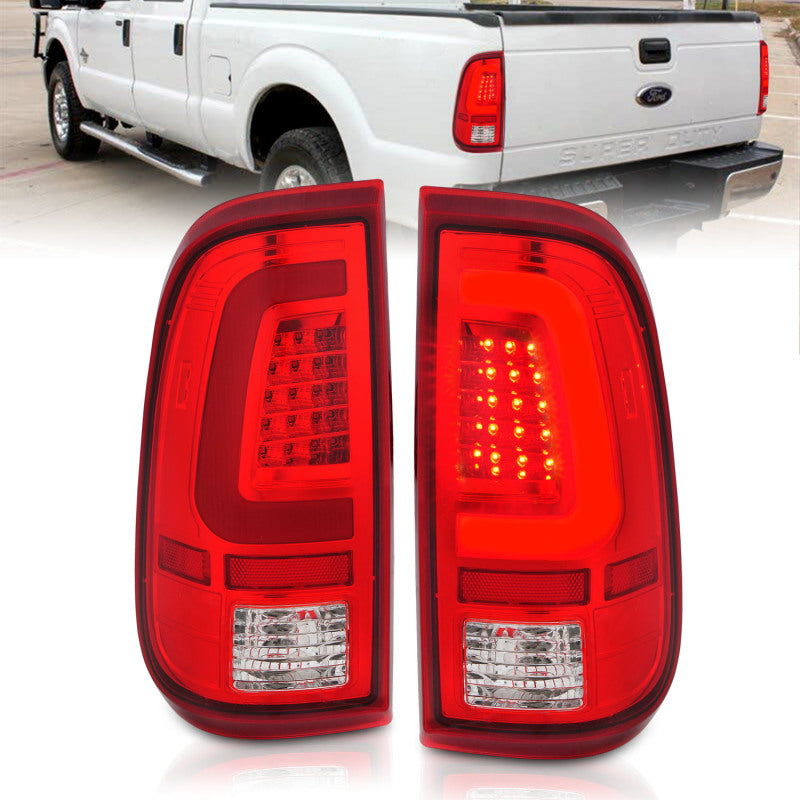 ANZO 2008-2016 Ford F-250 LED Taillights Chrome Housing Red/Clear Lens (Pair) 311358 311358 Photo - Primary