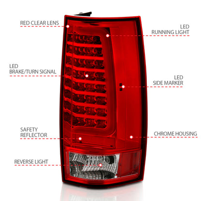ANZO 2007-2014 Chevy Tahoe LED Taillight Plank Style Chrome With Red/Clear Lens 311323 311323 Photo - Unmounted