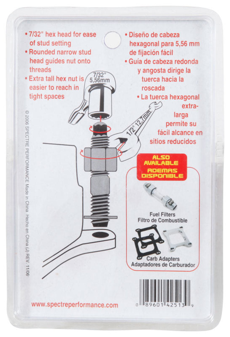 Spectre Carburetor Stud Kit w/Hardware 1-1/2in. 42513 42513 Photo - in package