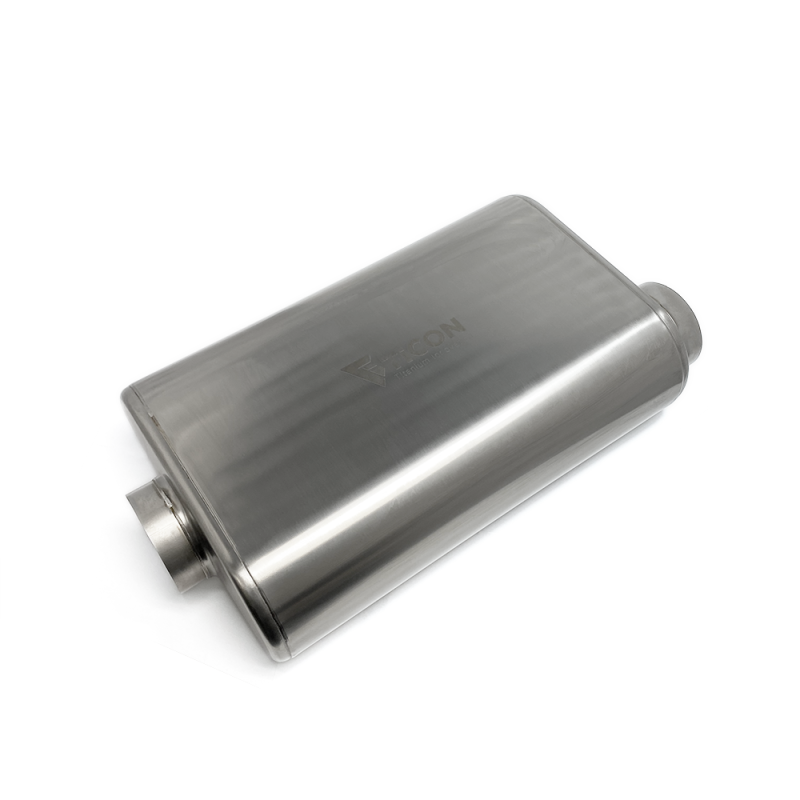 Ticon Industries 17in Overall Length 3in Thin Oval Titanium Muffler - 3in Center In/Offset Out 116-07623-0210