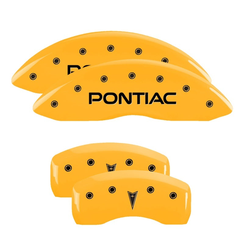 MGP 4 Caliper Covers Engraved Front Pontiac Rear Arrow Yellow Finish Blk Char 05 Pontiac Bonneville 18031SPONYL 18031SPONYL Photo - Primary