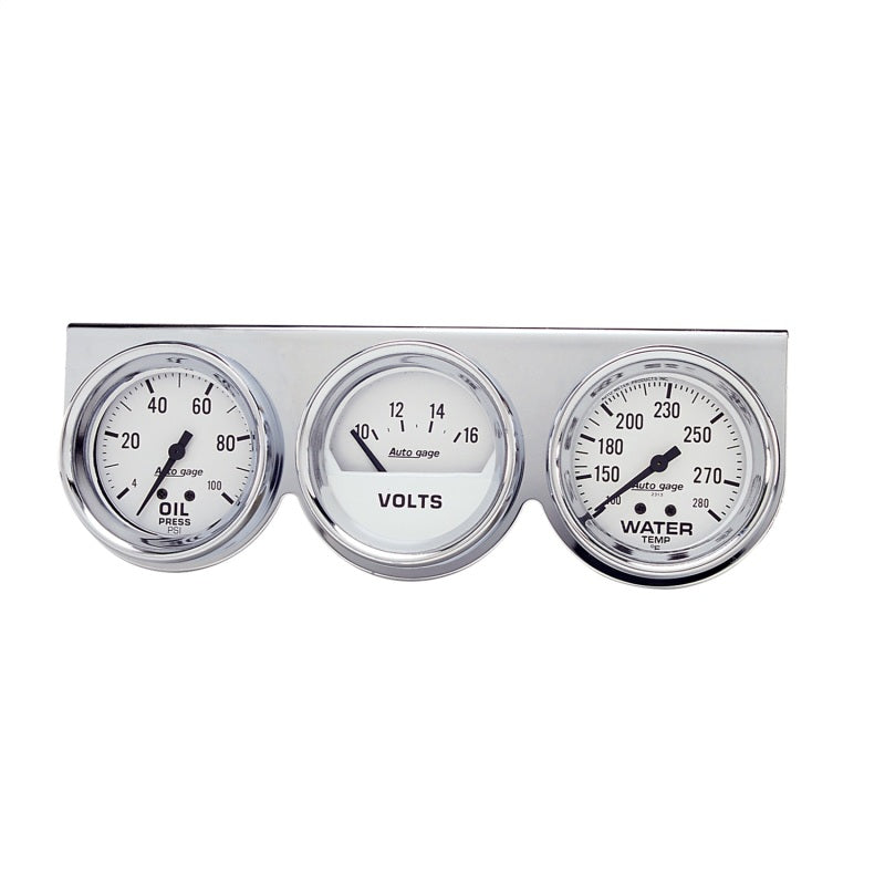 Autometer Gauge Console, Oilp/Wtmp/Volt, 2-5/8", 100 PSI/280 °F/16V, Wht Dial 2329 Photo - Primary