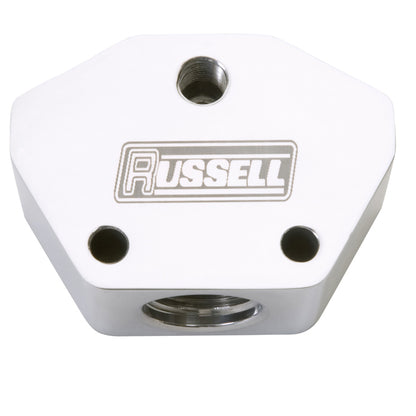Russell Performance Billet Aluminum Y-Block w/ -10 AN inlet & -8 AN outlet (Polished finish) 650411 650411 Photo - Primary
