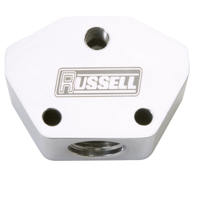 Russell Performance Billet Aluminum Y-Block w/ -10 AN inlet & -8 AN outlet (Polished finish) 650411 650411 Photo - Primary
