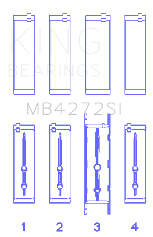 King Engine Bearings HolDEn Alloytec 175/190 (Size +.026mm) Main Bearing Set MB4272SI.026 MB4272SI.026 Photo - Primary