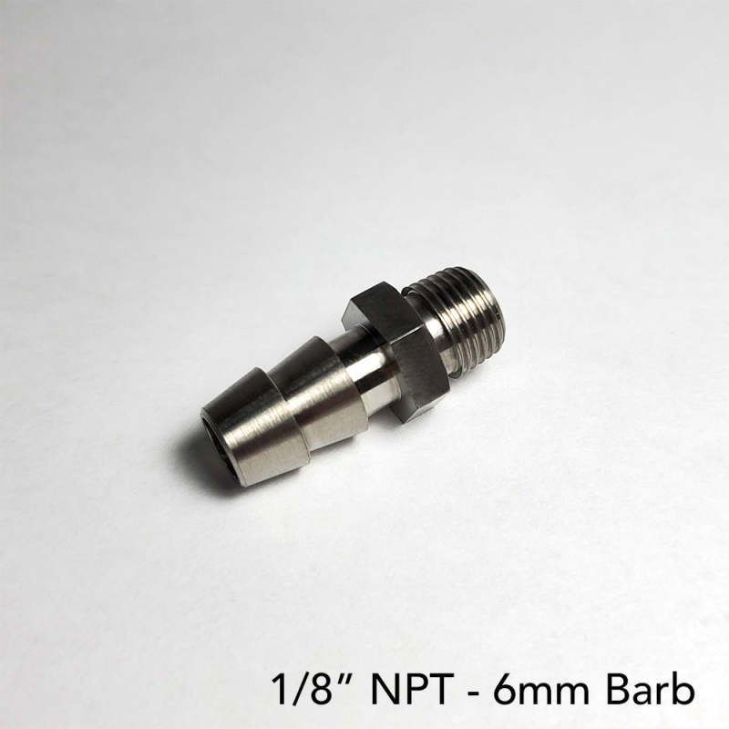 Ticon Industries 6mm Barb Type 28mm OAL1/8in NPT Fitting 124-06001-0028