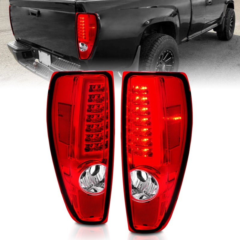 ANZO 2004-2012 Chevrolet Colorado/ GMC Canyon LED Tail Lights w/ Light Bar Chrome Housing Red/Clear 311384 311384 Photo - Primary