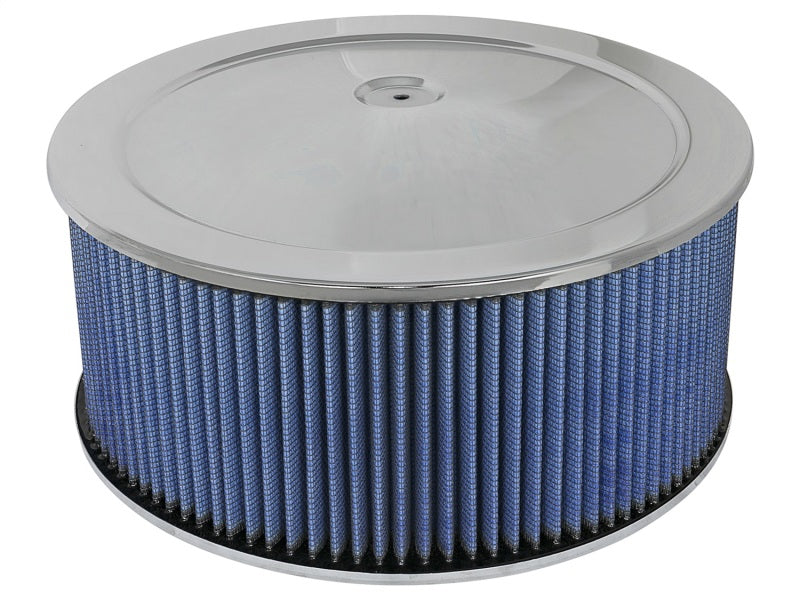 aFe MagnumFLOW Air Filters Round Racing P5R A/F Chrome Assy 14x6: Blk/Blue E/M 18-21404 18-21404 Photo - Primary