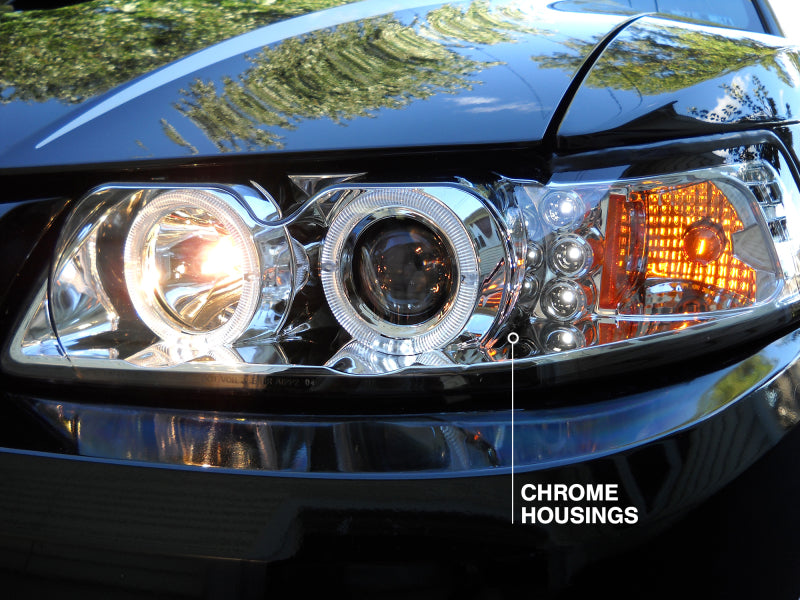 Raxiom 99-04 Ford Mustang Dual LED Halo Projector Headlights- Chrome Housing (Clear Lens) 49114 49114 Photo - Close Up