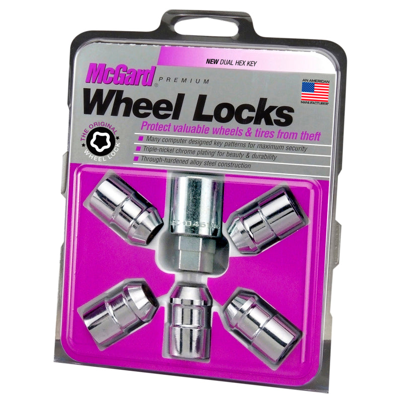McGard Wheel Lock Nut Set - 5pk. (Cone Seat) 1/2-20 / 3/4 &13/16 Dual Hex / 1.46in. Length - Chrome 24538 24538 Photo - Primary