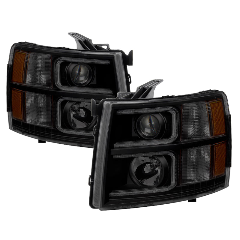 SPYDER Xtune Chevy Silverado 1500/2500 07-13 Halo Projector Headlights Black Smoked PRO-JH-CS07-LED-BSM 9030277 9030277 Photo - Primary