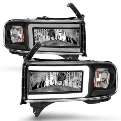 ANZO 94-02 Dodge RAM Crystal Headlight - w/ Light Bar Black Housing 111554 111554 Photo - Unmounted
