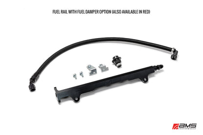 AMS Performance 08-15 Mitsubishi EVO X CNC Machined Aluminum Fuel Rail w/Pulsation Dampener - Red AMS.04.07.0006-1 AMS.04.07.0006-1 Photo - Primary