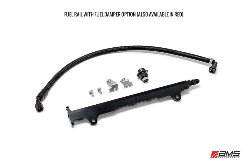 AMS Performance 08-15 Mitsubishi EVO X CNC Machined Aluminum Fuel Rail w/Pulsation Dampener - Black AMS.04.07.0006-2 AMS.04.07.0006-2 Photo - Primary