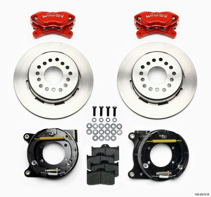 Wilwood Forged Dynalite P/S Park Brake Kit Red 12 Bolt 2.75in offset Staggered Shock 140-9315-R 140-9315-R Photo - Primary