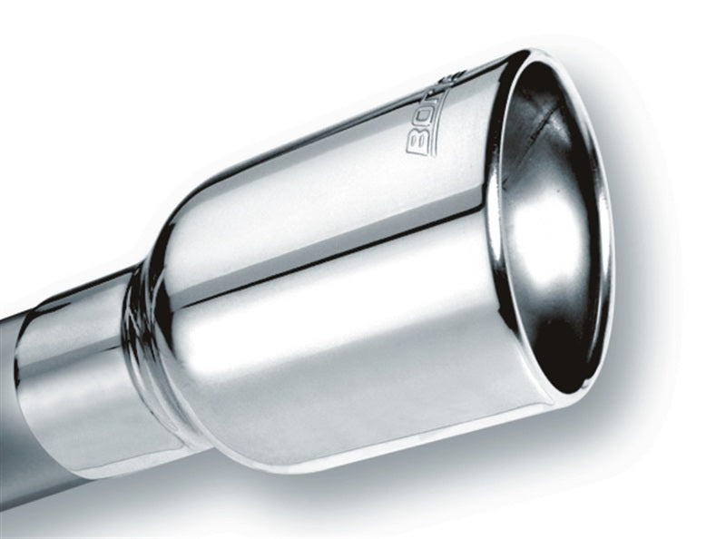 Borla Universal Polished Tip Single Round Rolled Angle-Cut w/Clamp (inlet 2 1/2in. Outlet 4 x 4in) * 20156 20156 Photo - Primary