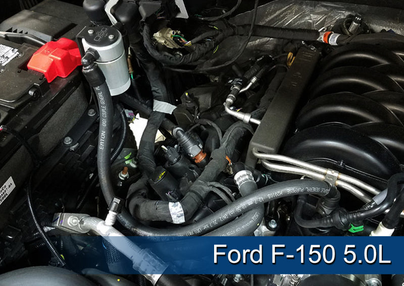 J&L 2011-2023 Ford F-150 2.7L/3.5L/5.0L Passenger Side Oil Separator 3.0 - Clear Anodized 3016P-C 3016P-C Photo - Mounted