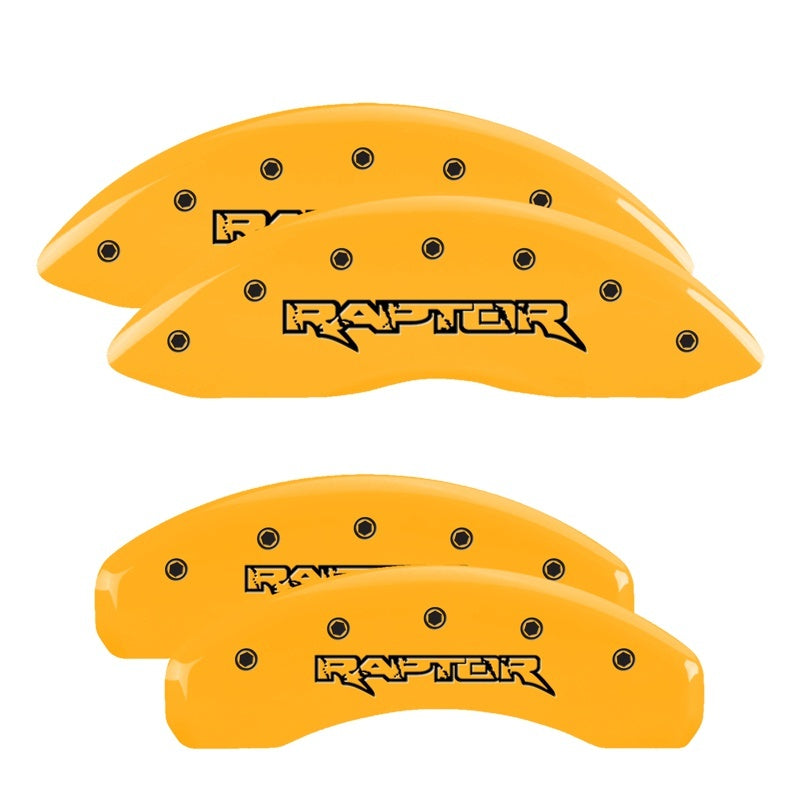 MGP Caliper Covers (Set of 4)- Engraved Front & Rear Raptor Yellow Finish 10219SRPTYL Photo - Primary