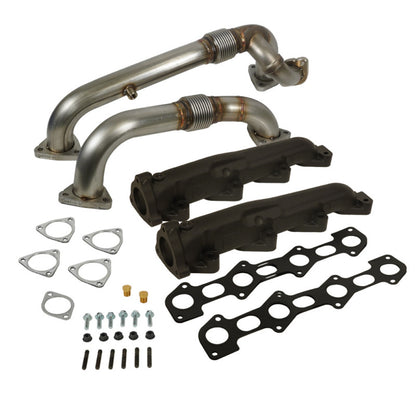 BD Diesel 08-10 Ford F-250/F-350/F-450/F-550 Powerstroke 6.4L Up Pipes Kit w/Manifold Set 1041484 1041484 Photo - Primary