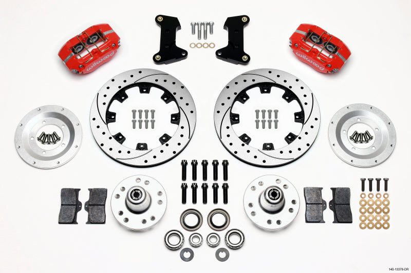 Wilwood Dynapro Dust-Boot Front Kit 12.19in Drilled Red 74-80 Pinto/Mustang II Disc Spindle only 140-13378-DR 140-13378-DR Photo - Primary