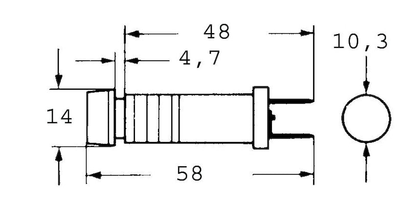 Hella Control Lamp with Two 1/4 in. Blade Terminals Indicator Light 003257041 Technical Drawing
