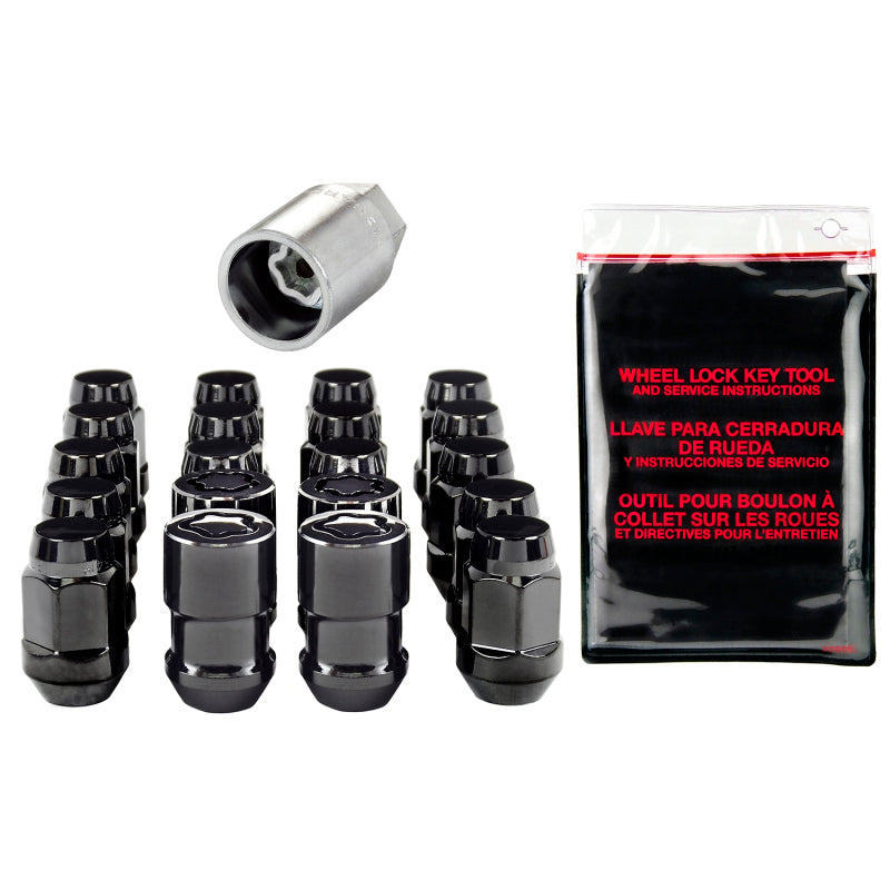 McGard 5 Lug Hex Install Kit w/Locks (Cone Seat Nut / Bulge) 1/2-20 / 3/4 Hex / 1.45in. L - Black 84551 84551 Photo - out of package