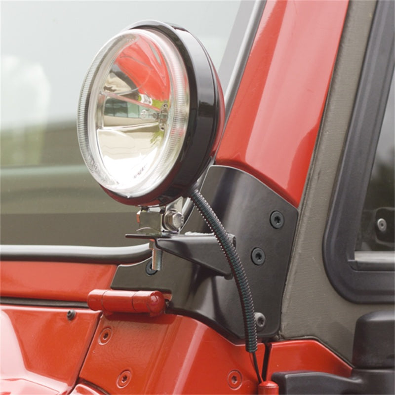 Rugged Ridge 97-06 Jeep Wrangler TJ Windshield Hinge Light Brackets Black 11027.02 11027.02 Photo - Mounted