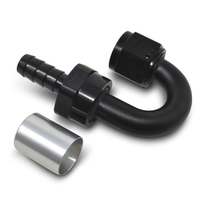 Russell Crimp-On 180° Tight Radius Hose End - Black / Silver 610573 Photo - out of package
