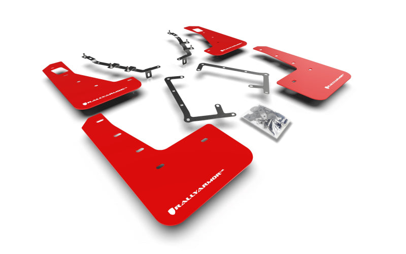 Rally Armor 09-11 Ford Focus MK2 RS Red UR Mud Flap White Logo MF56-UR-RD/WH MF56-UR-RD/WH Photo - Primary