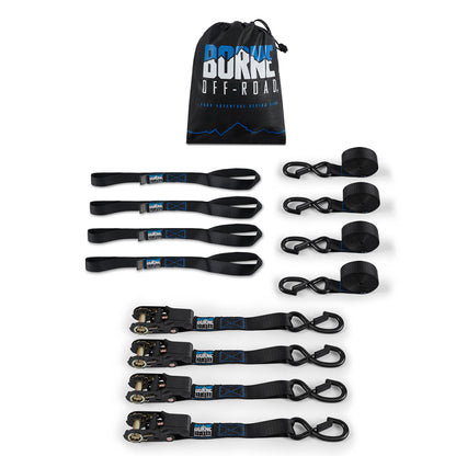 Borne Off-Road Medium-Duty Ratchet Tie-Down Kit (4-Pack) Black BNRTC-TDMD-4BK BNRTC-TDMD-4BK Photo - Primary