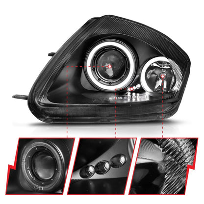 Anzo 2000-2005 Mitsubishi Eclipse Projector Headlights w/ Halo Black 121332 Photo - Unmounted