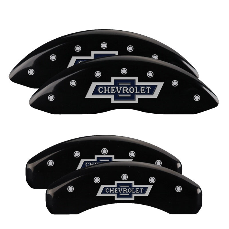 MGP 4 Caliper Covers Engraved Front & Rear Chevrolet 100 Anniversary Logo Black Finish Silver Charac 14005SBANBK 14005SBANBK Photo - Primary