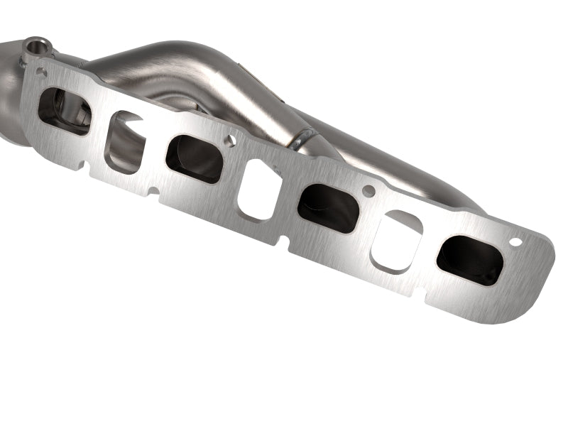 aFe Twisted Steel Header 1-7/8 IN to 2-3/4 IN 304 w/ Raw Finish 48-38031 48-38031 Photo - Close Up