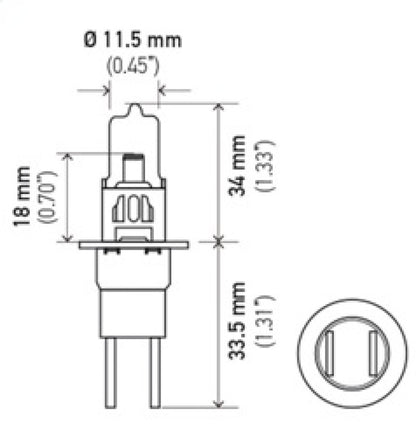 Hella Bulb H3C 12V 80W Xen Wht Xb (2) H71071332 H71071332 Technical Drawing