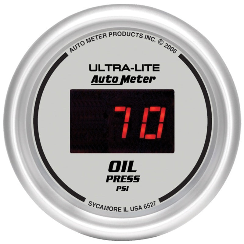 Autometer Gauge, Oil Pressure, 2 1/16", 100Psi, Digital, Silver Dial w/ Red Led 6527 Photo - Primary