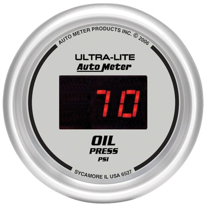 Autometer Gauge, Oil Pressure, 2 1/16", 100Psi, Digital, Silver Dial w/ Red Led 6527 Photo - Primary