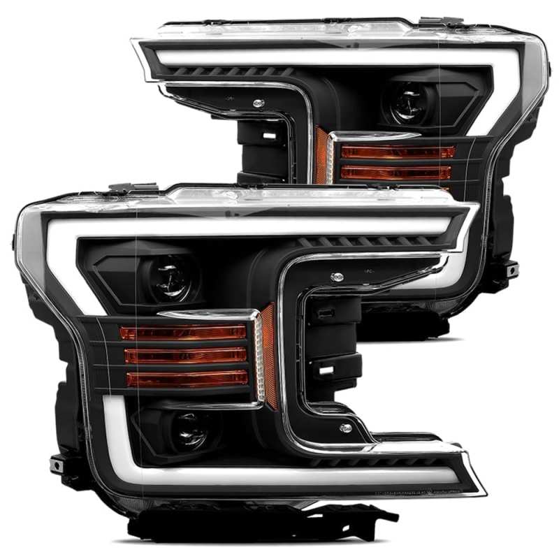 AlphaRex 18-19 Ford F-150 PRO-Series Proj Headlights Plank Style Matte Blk w/Activ Light/Seq Signal 880186 880186 Photo - Primary
