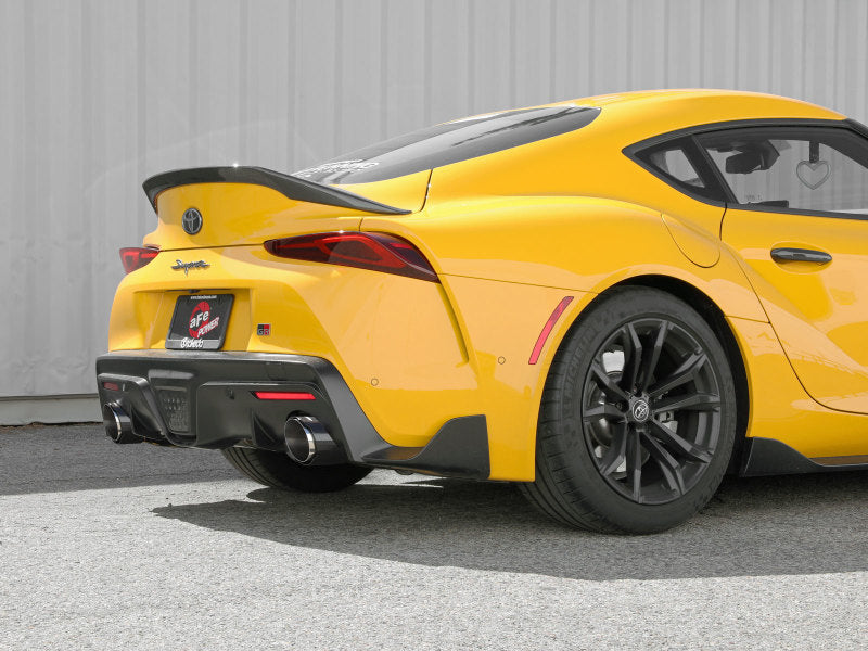 aFe POWER Takeda 2021 Toyota Supra 2.0L (t) 2.5in-3in 304 SS CB Exhaust w/ Carbon Tips 49-36050-C 49-36050-C Photo - Mounted