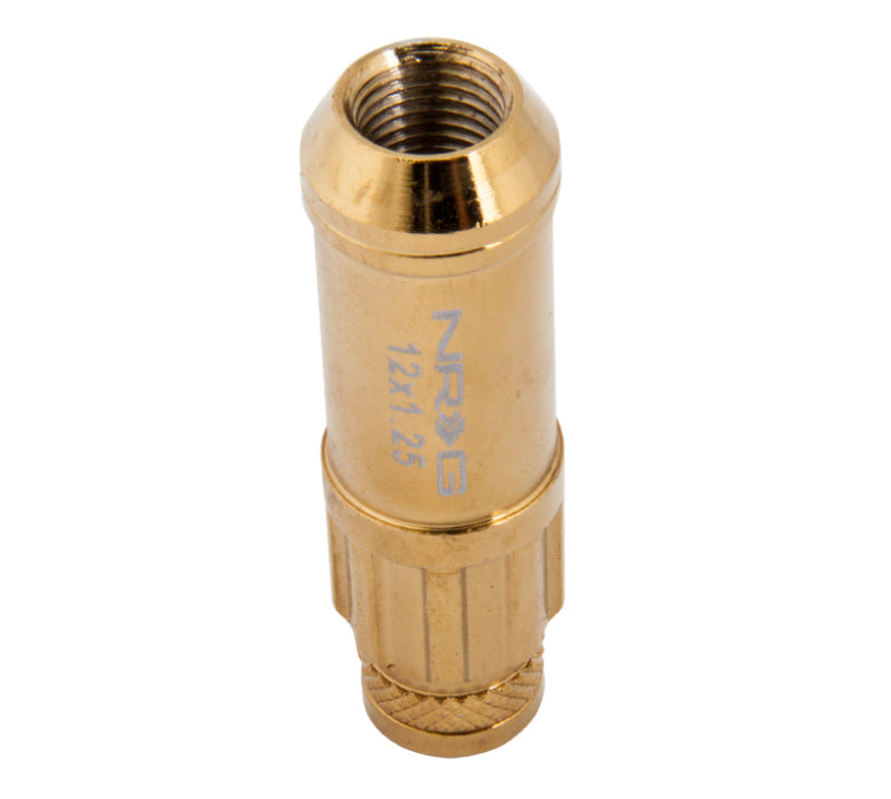 NRG M12 x 1.25 Steal Lug Nut w/ dust cap cover Set 21 pc Chrome Gold LN-LS710CG-21 Photo - Primary