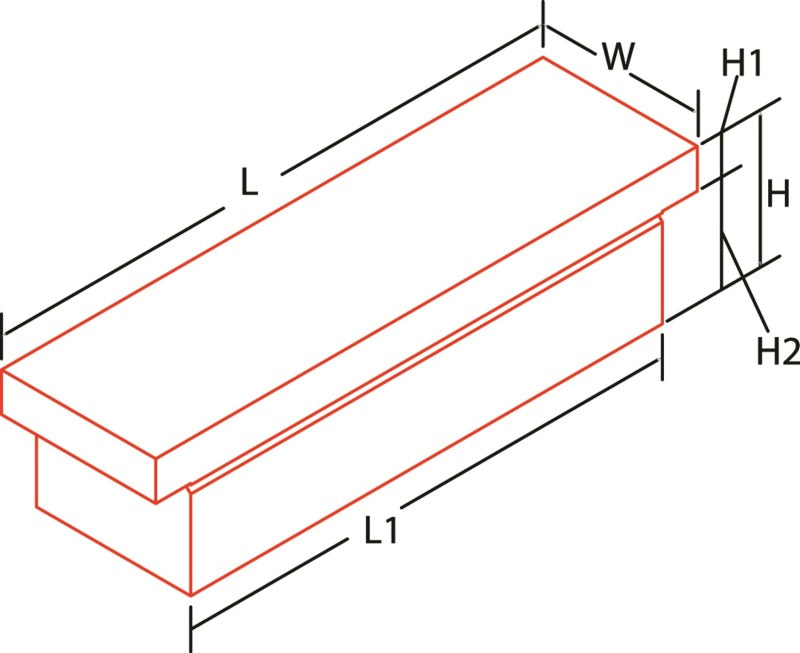 Dee Zee Deezee Universal Tool Box - Blue Crossover - Single Lid (Low) DZ9170L DZ9170L Technical Drawing